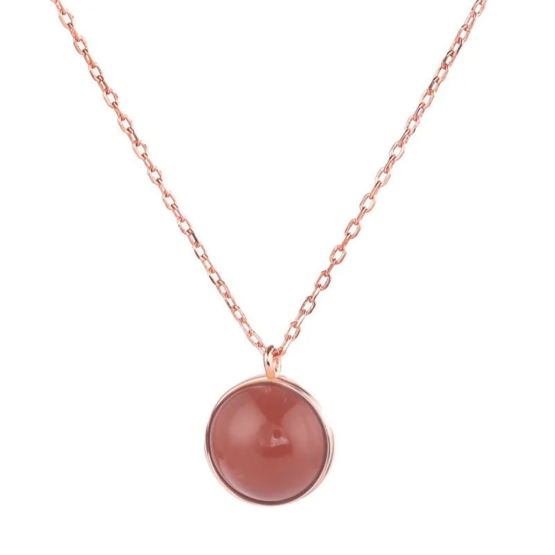 925 Silver Red Agate Hetian Jade Star Necklace Wedding Jewelry