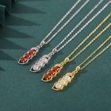 925 Silver Red Agate Hetian Jade Necklace For Women