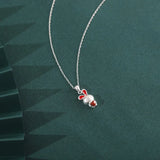 S925 Sterling Silver South Red Agate Heart Rabbit Necklace