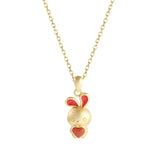 S925 Sterling Silver South Red Agate Heart Rabbit Necklace