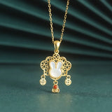 ZFSILVER S925 Sterling Silver Money Lock Shell Rabbit Necklaces