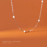 925 Silver Pearls Choker Necklace for Women