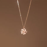 925 Sterling Silver Zircon Windmill Pendant Necklace Hypoallergenic Jewelry