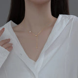 925 Sterling Silver Pearl Bead Choker Necklace Dainty Y Necklaces Women
