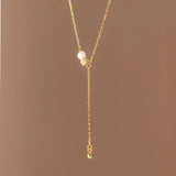 925 Sterling Silver Pearl Bead Choker Necklace Dainty Y Necklaces Women