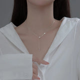 925 Sterling Silver Pearl Bead Choker Necklace Dainty Y Necklaces Women