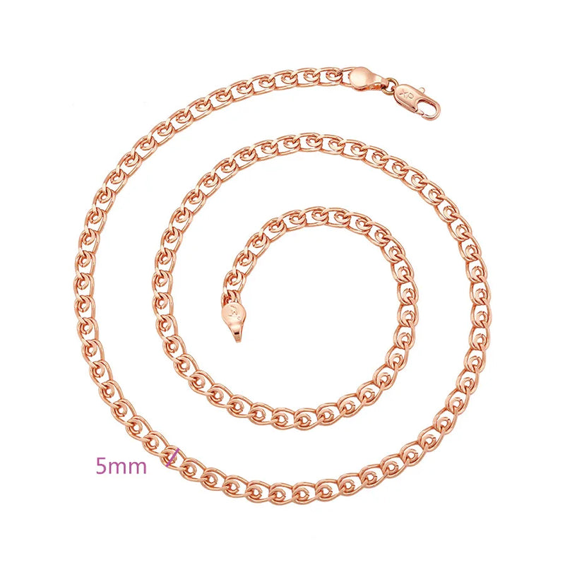 Rose Gold 585 Men's Necklace 6 mm Nickel Copper