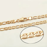Gold-Color 18k Flat Chain Necklace, 4mm, Daily Wear, Nickel Copper
