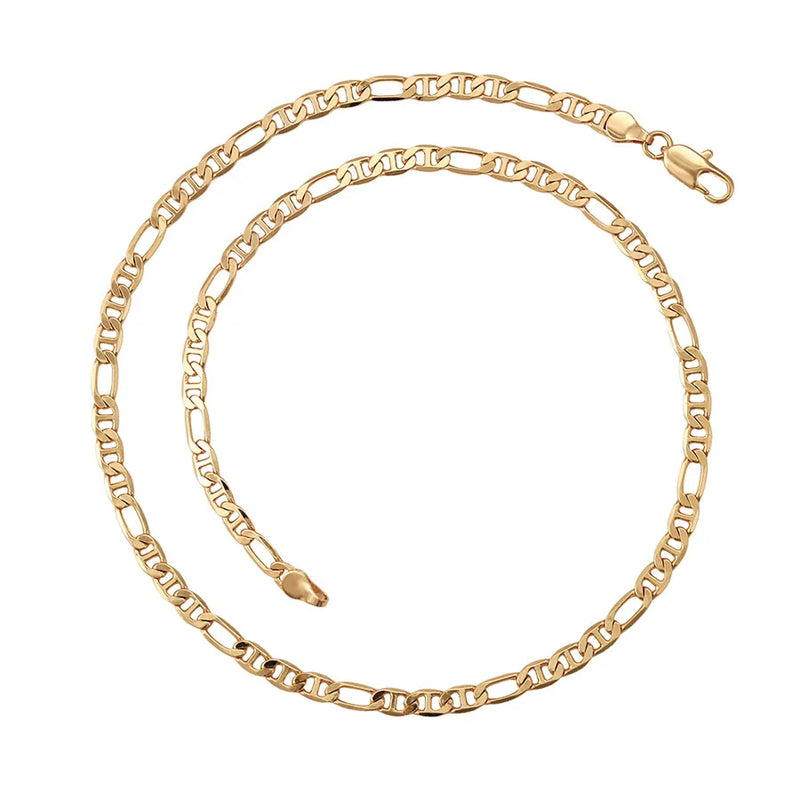 Gold-Color 18k Flat Chain Necklace, 4mm, Daily Wear, Nickel Copper