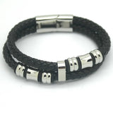 Vintage Charm Leather Bracelet Stainless Steel Punk Jewelry