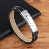Men's Leather Bracelet Serpentine Punk Stainless Steel Clasps