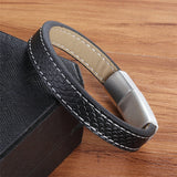 Men's Leather Bracelet Serpentine Punk Stainless Steel Clasps