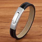 Men's Leather Bracelet Serpentine Punk Stainless Steel Clasps