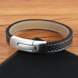 Men's Leather Bracelet Serpentine Punk Stainless Steel Clasps