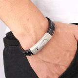 Men's Leather Bracelet Serpentine Punk Stainless Steel Clasps