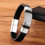 Classic Style Leather Bracelet for Men Stainless Steel Charm Punk Jewelry