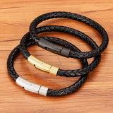 Men's Stainless Steel Leather Bracelet 19cm/21cm/23cm Sports Jewelry Christmas G