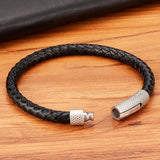Men's Stainless Steel Leather Bracelet 19cm/21cm/23cm Sports Jewelry Christmas G