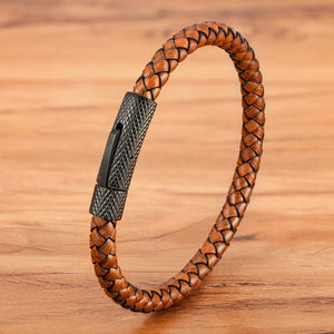 Men's Stainless Steel Leather Bracelet 19cm/21cm/23cm Sports Jewelry Christmas G