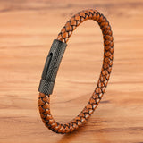 Men's Stainless Steel Leather Bracelet 19cm/21cm/23cm Sports Jewelry Christmas G