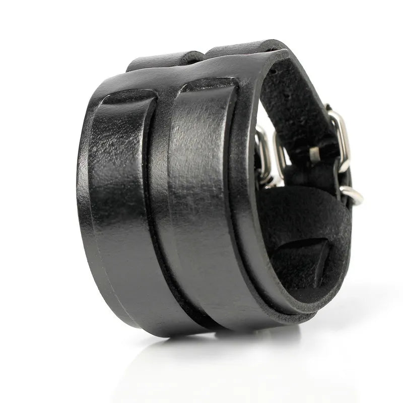 Leather Bracelets Pearl-Clasps Bandage Wrap Charm Bracelet Men Bangles