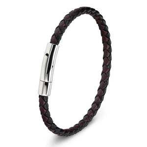 Stainless Steel Chain Charm Leather Bracelet Unisex Jewelry