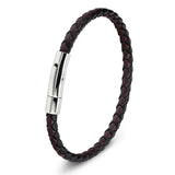 Stainless Steel Chain Charm Leather Bracelet Unisex Jewelry