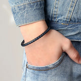 Stainless Steel Chain Charm Leather Bracelet Unisex Jewelry