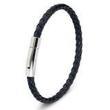 Stainless Steel Chain Charm Leather Bracelet Unisex Jewelry