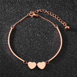 Hop Stainless Steel Double Heart Rose Bracelet for Women