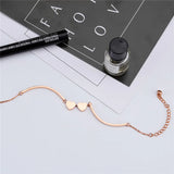 Hop Stainless Steel Double Heart Rose Bracelet for Women