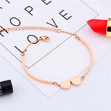 Hop Stainless Steel Double Heart Rose Bracelet for Women