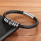 Men's Stainless Steel Leather Bracelet Christmas Bangles Male Jewelry Gift