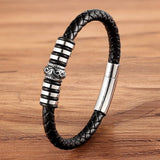 Men's Stainless Steel Leather Bracelet Christmas Bangles Male Jewelry Gift