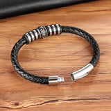 Men's Stainless Steel Leather Bracelet Christmas Bangles Male Jewelry Gift