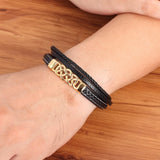 Men's Stainless Steel Leather Bracelet Geometric Punk Jewelry Gift