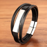 Men's Stainless Steel Leather Bracelet Multi-layer Hand-woven Accessory