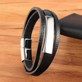Men's Stainless Steel Leather Bracelet Multi-layer Hand-woven Accessory