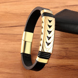 Men's Stainless Steel Leather Bracelet Punk Arrow Pattern Steel Selection