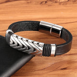Men's Stainless Steel Leather Bracelet Punk Arrow Pattern Steel Selection