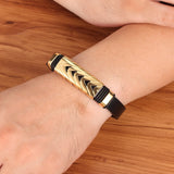 Men's Stainless Steel Leather Bracelet Punk Arrow Pattern Steel Selection