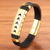 Men's Stainless Steel Leather Bracelet Punk Arrow Pattern Steel Selection