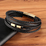 Men's Leather Stainless Steel Bracelet Small Accessories Lucky Present