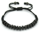 Men's Macrame Bracelet with Rose Micro Pave CZ Stoppers