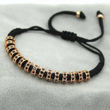 Men's Macrame Bracelet with Rose Micro Pave CZ Stoppers