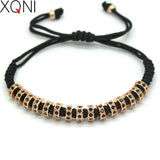 Men's Macrame Bracelet with Rose Micro Pave CZ Stoppers