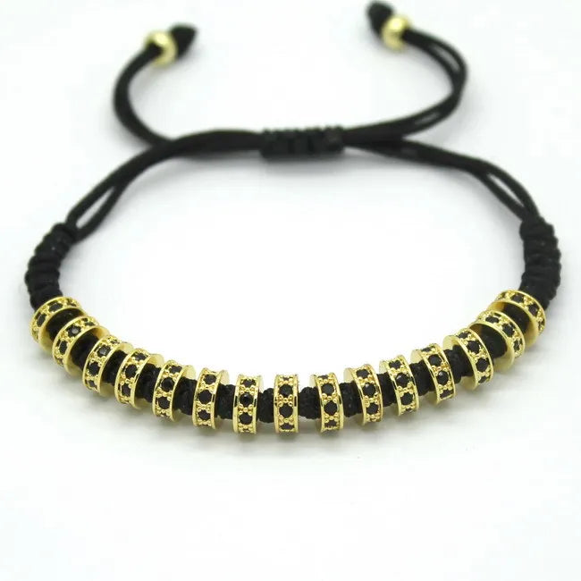 Men's Macrame Bracelet with Rose Micro Pave CZ Stoppers