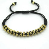 Men's Macrame Bracelet with Rose Micro Pave CZ Stoppers