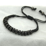 Men's Macrame Bracelet with Rose Micro Pave CZ Stoppers
