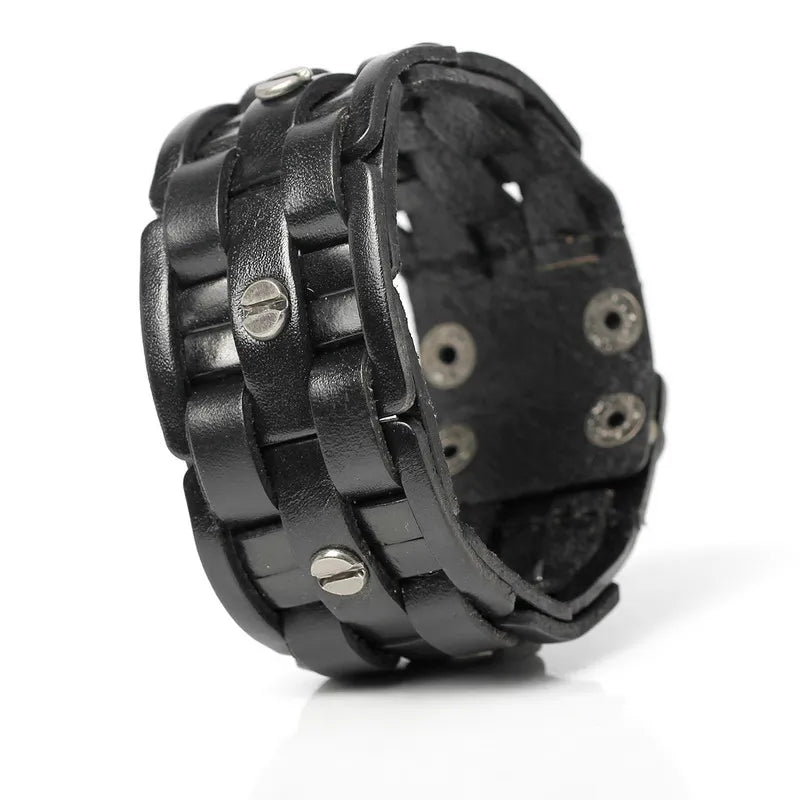 Men's Leather Bracelet Bandage Charm Wrap Woven Bangle